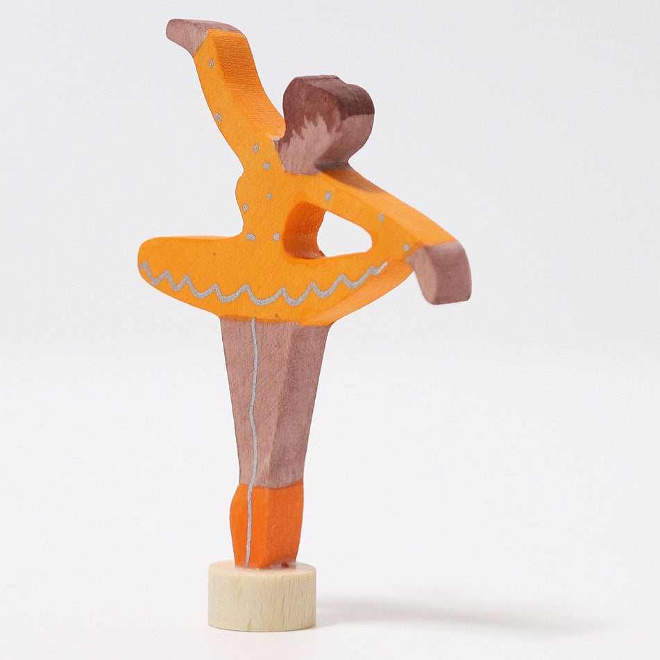Figurine décorative en bois - Ballerine orange