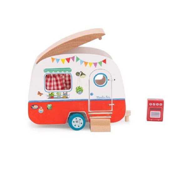 caravan en vois couleur rouge pour enfant