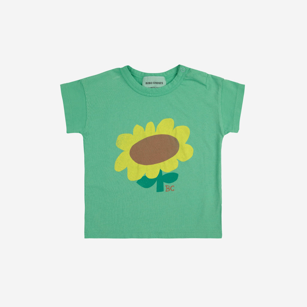 t-shirt vert avec tournesol au devant