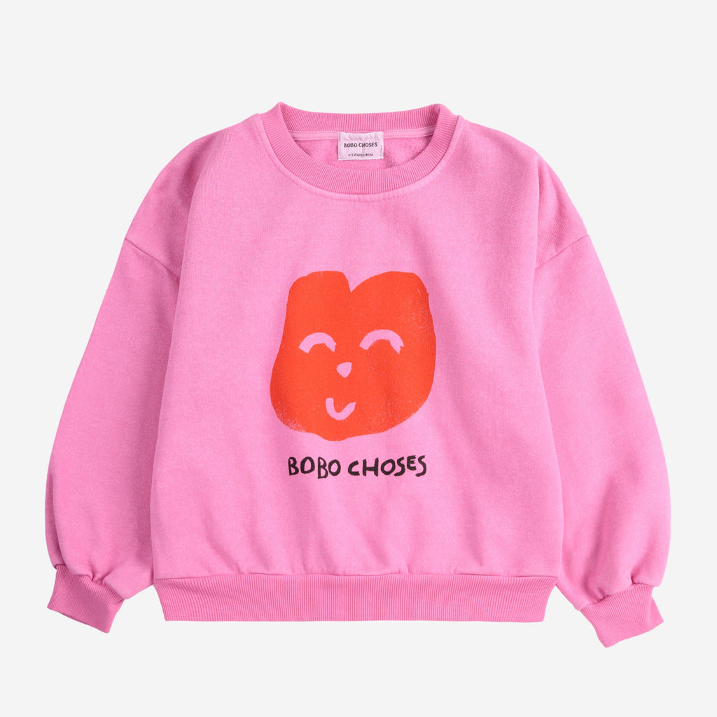 sweatshirt our enfant rose avec coeur