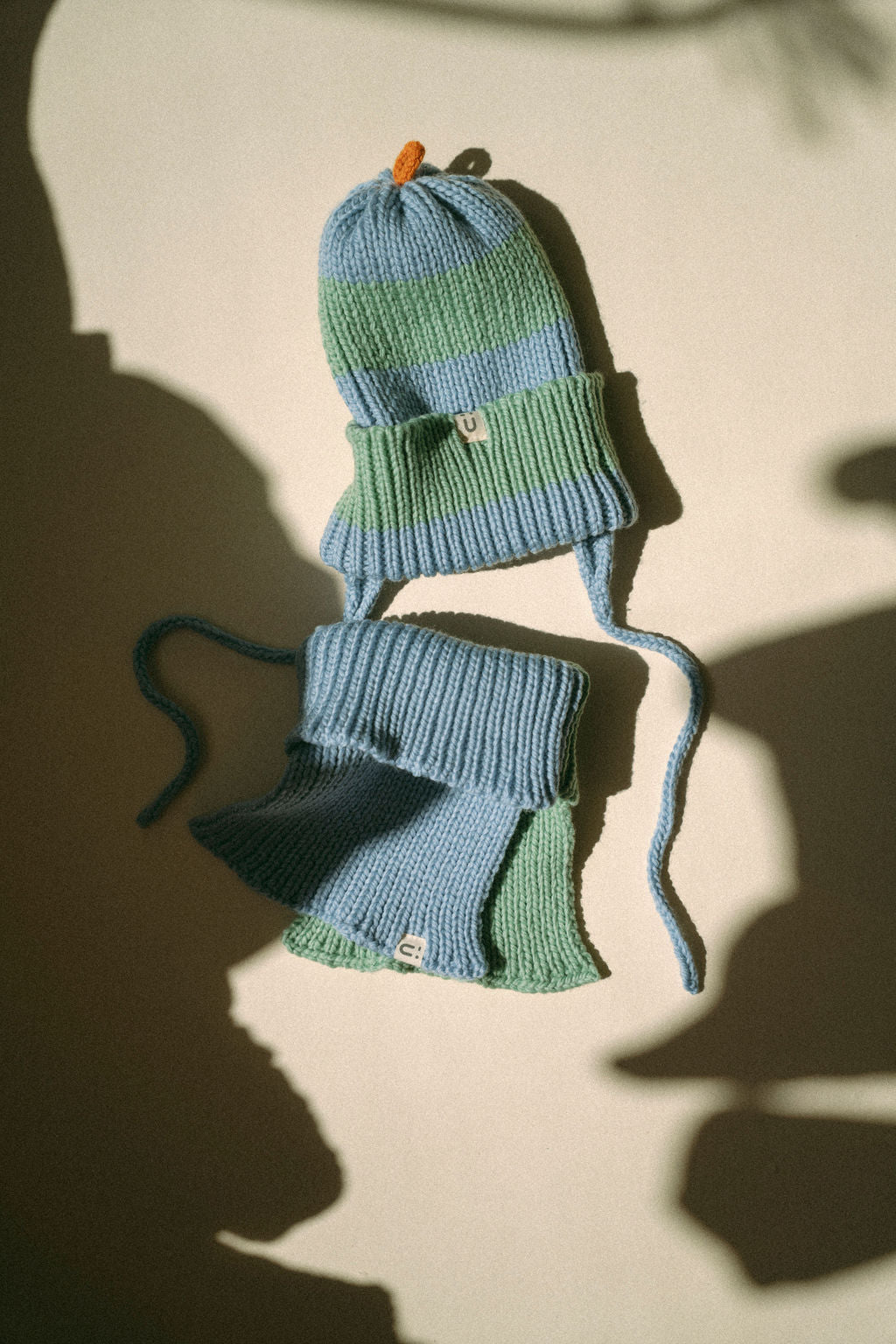 Tuque marbrée mérinos | Hiver - Bleu / Menthe