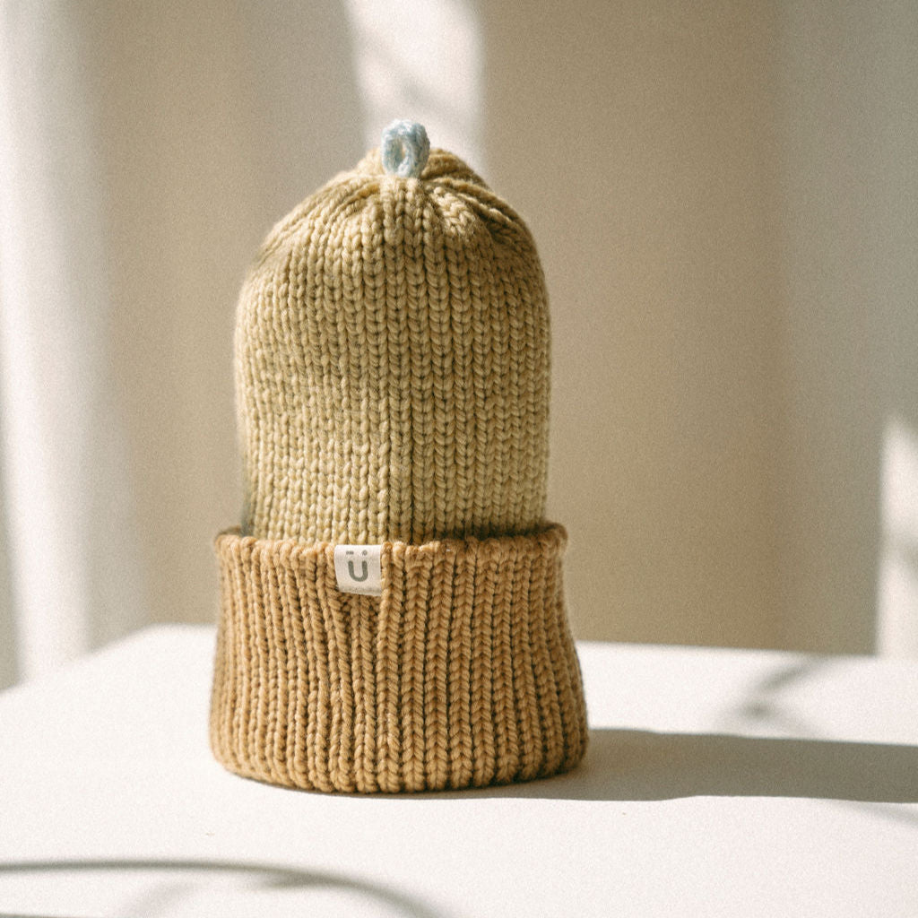 Tuque 2 couleurs mérinos | Hiver - Caramel / Beurre
