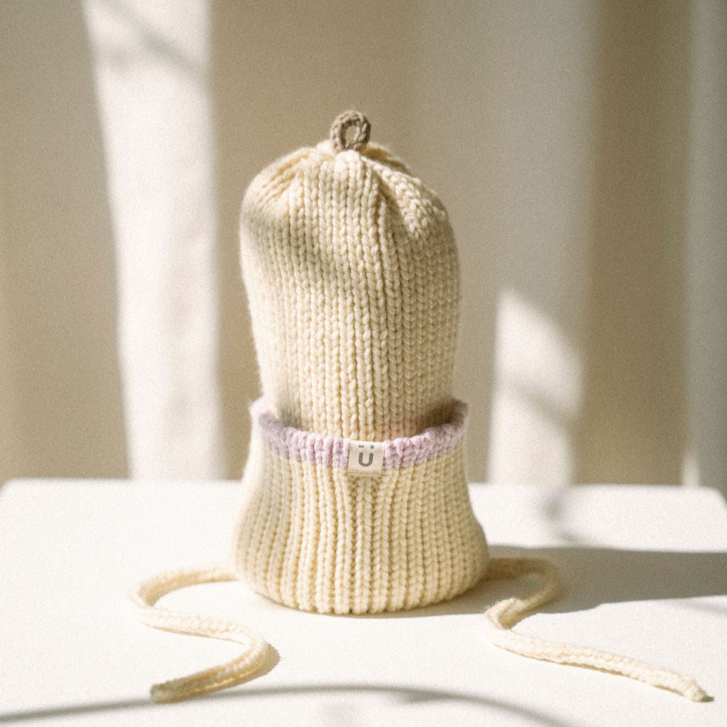 Tuque fine ligne mérinos | Hiver - Vanille ~ Sakura