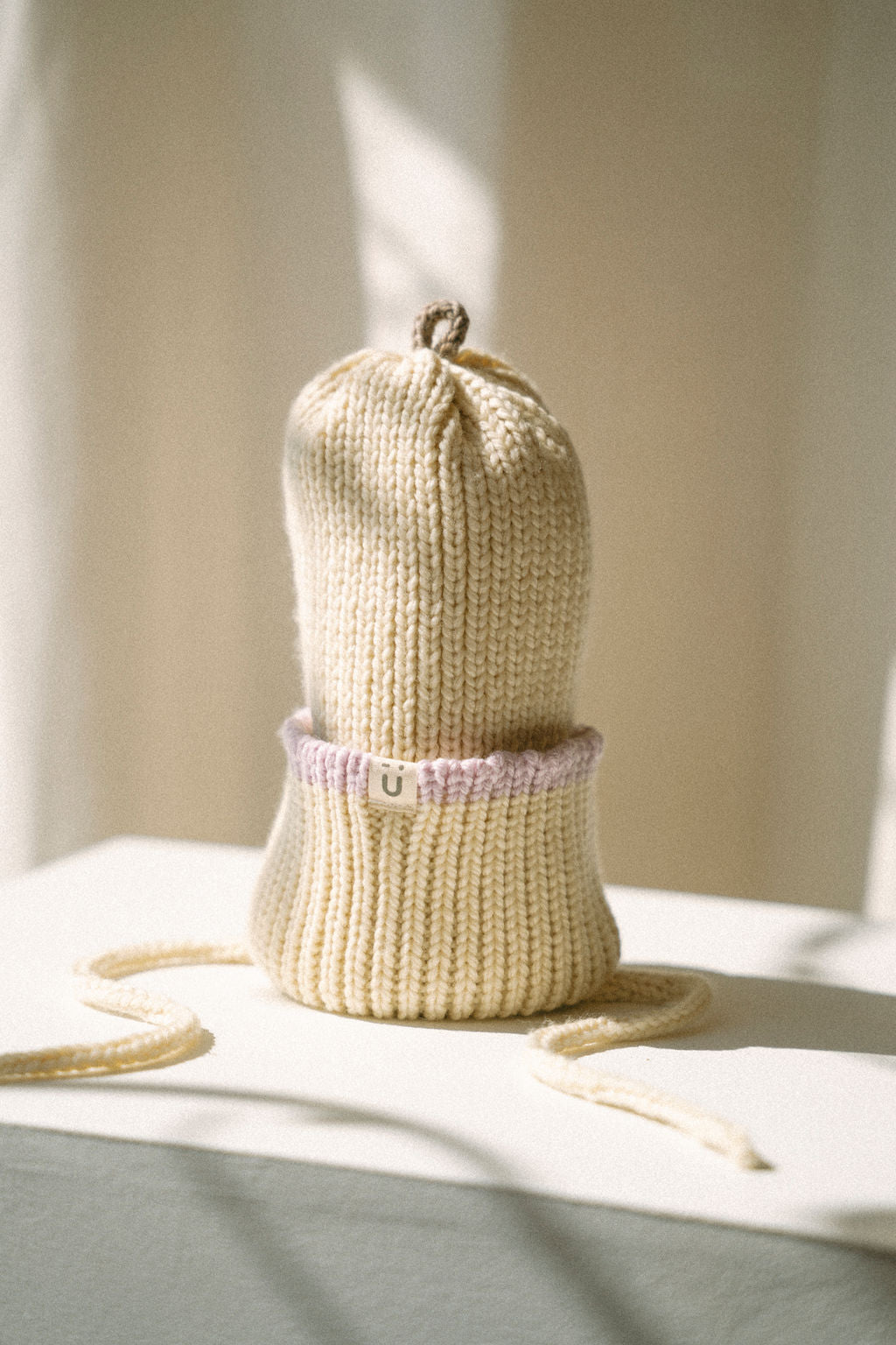Tuque fine ligne mérinos | Hiver - Vanille ~ Sakura