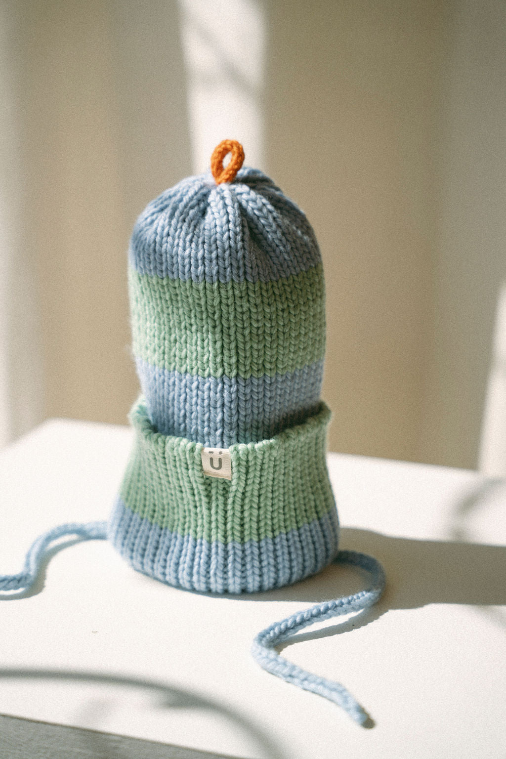 Tuque marbrée mérinos | Hiver - Bleu / Menthe