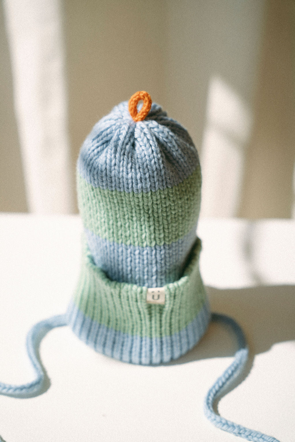 Tuque marbrée mérinos | Hiver - Bleu / Menthe