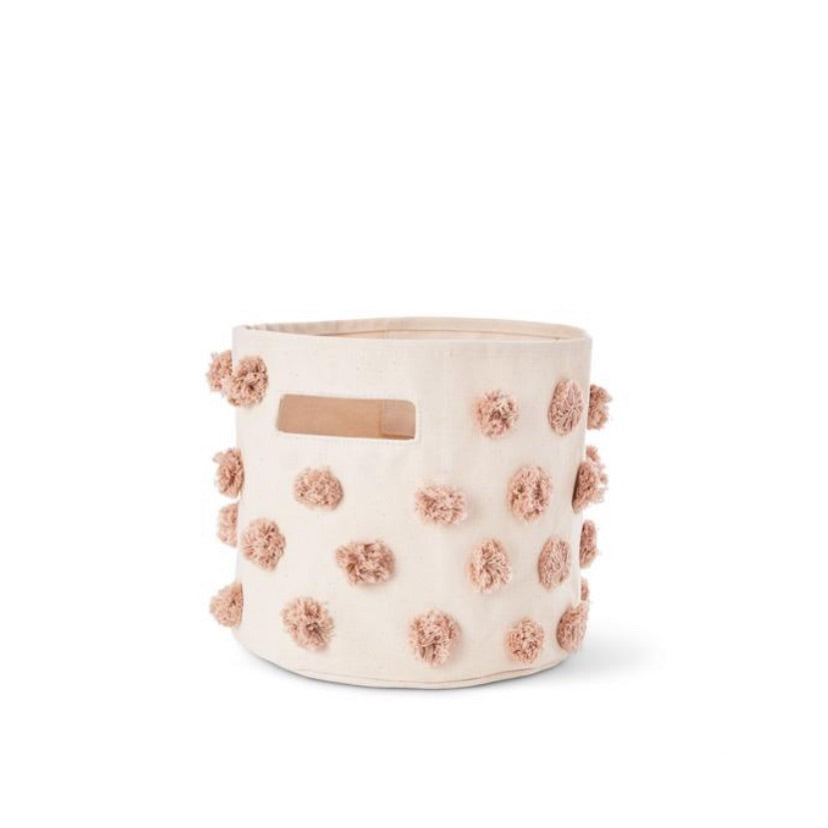 Panier de rangement - Pompons ROSE PINK (4164616028183)