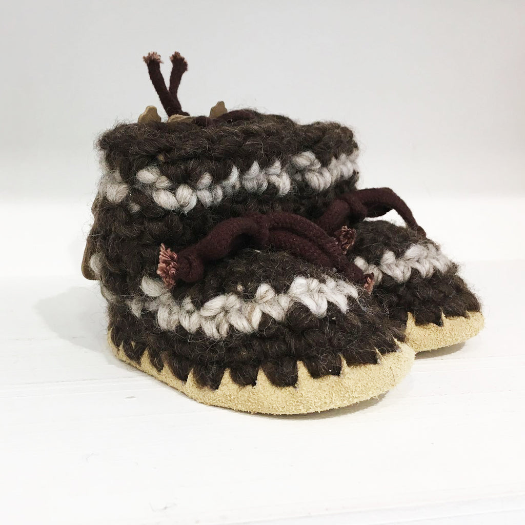 Baby Slipper Padraig Cottage - Color BROWN - 100% wool. (9657018960)